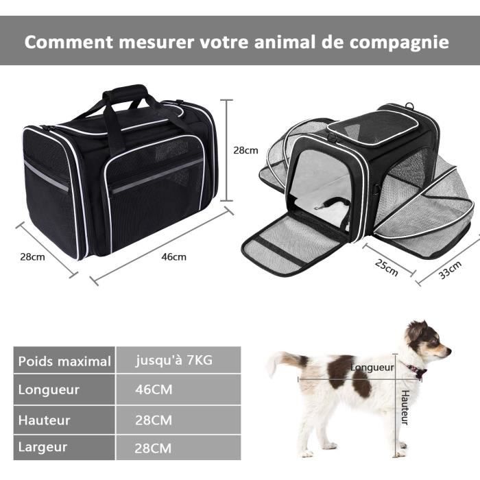 Sac Transport Chat Chien Extensible, avec Coussin Amovible, Poches