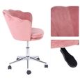Chaise de Bureau Fauteuil Bureau Ergonomique Hauteur Réglable en Velour Rose - Roulement 300lb HB010-3