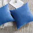 2 PCS Decorative Housse de Coussin en Velours Côtelé Canapé Taie d'oreiller Douce pour Maison Salon Chambre   45x45cm  Bleu ciel-3