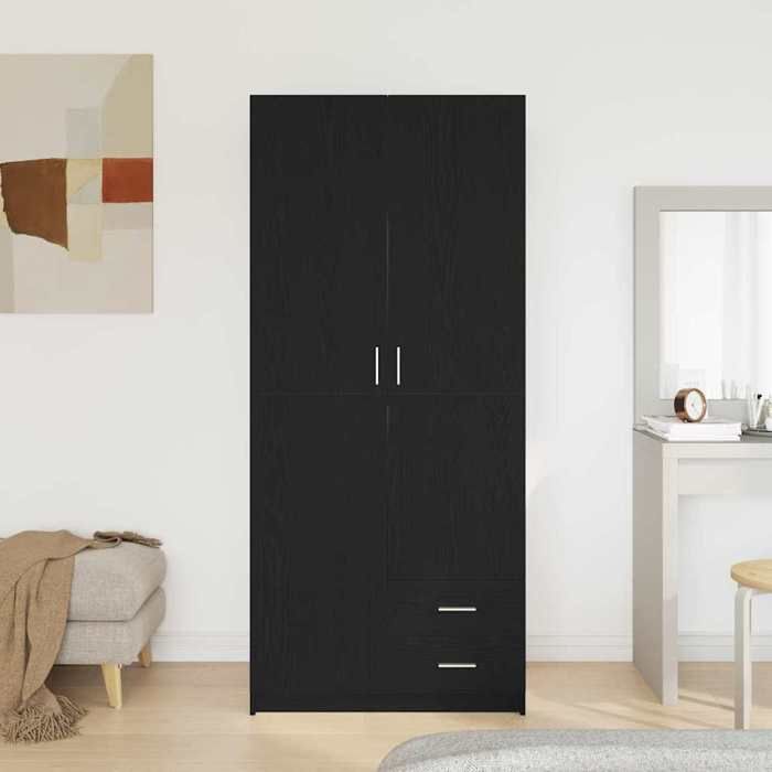 Garde-robe noir 80x50x200 cm bois d'ingénierie