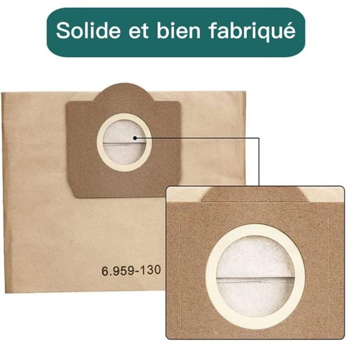 Lot De 10 Sacs D'aspirateur Pour Kärcher 6.959-130.0 - Compatible - Neufs Sous Blister