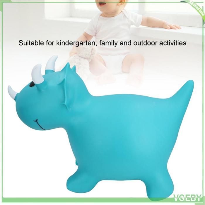 Animal sauteur gonflable - Jouet à sauter - Cheval bleu et rose - de 12