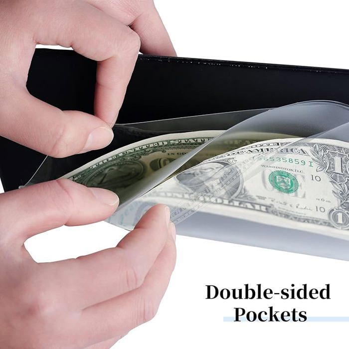 Uncle Paul AN04BL Album de collection de 40 pochettes pour billets de banque et devises – 20 feuilles transparentes porte-billets dollar – Accessoire de collection