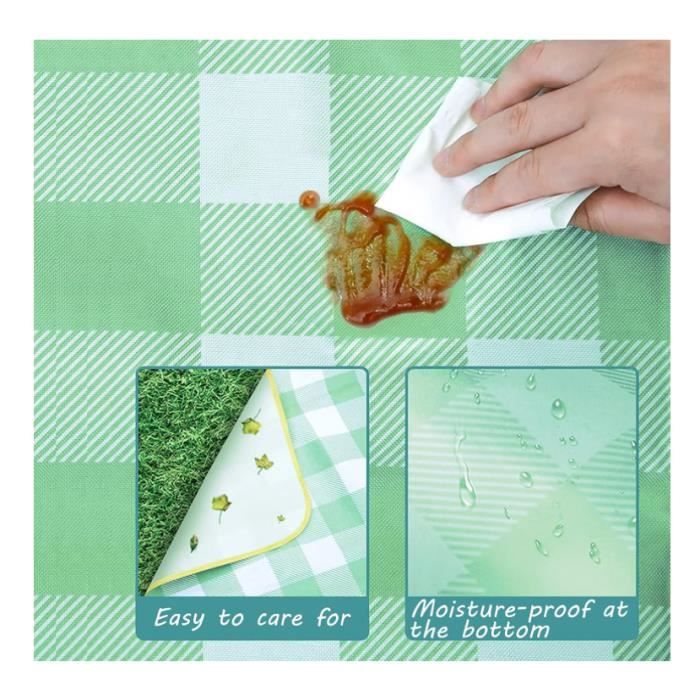 Tapis De Pique-nique Imperméable 200x200cm Double Face Argent - Pour Plage, Camping, Neuf