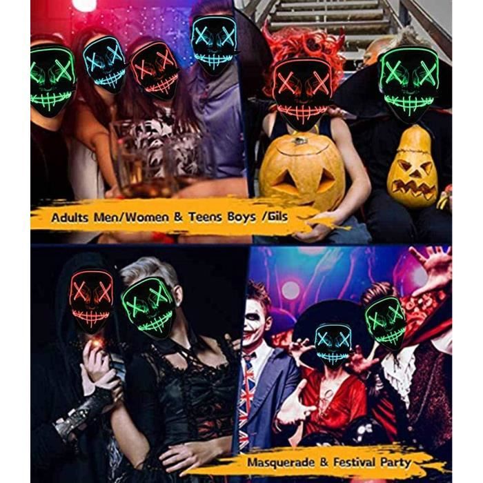 Masque Halloween LED, Masque Lumineux Halloween Masque Allumer Masques  Halloween Cosplay LED Masque Lumineux pour Décoration Fête Fe - Cdiscount  Au quotidien