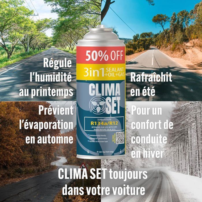 COOL5 Kit 3 Boîtes Réfrigérant R134a 290g + Tuyau Manomètre – Recharge Climatisation Auto 2en1 Efficace Et Sûr