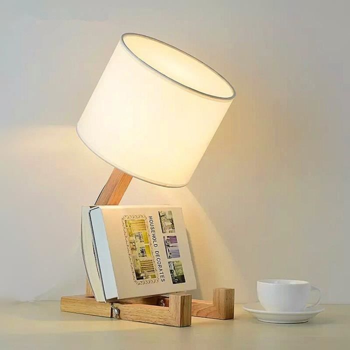 Lampe de chevet Bois Robot • Livraison Offerte – LampesDeChevet