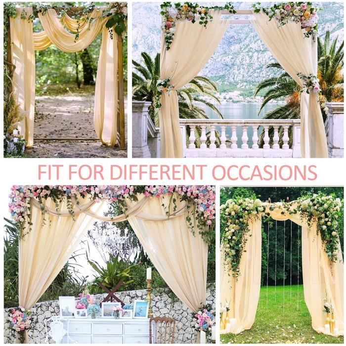 Voilage Mariage En Mousseline 75 X 600 Cm - Rideau Arche Élégant Pour Cérémonie Et Décoration