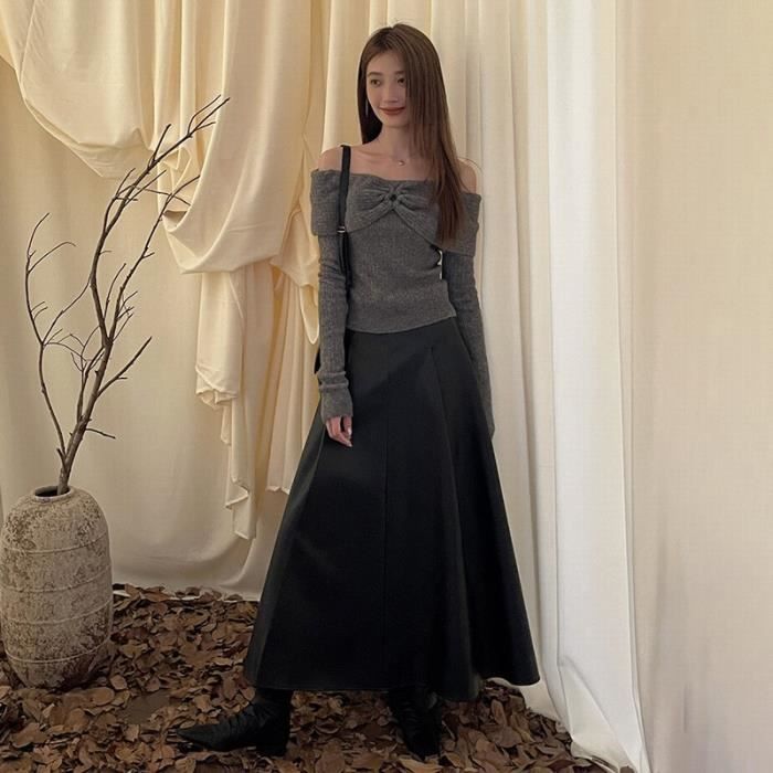 Faux Cuir Jupe Cuir Noir Longue Jupe Courte En Cuir Jupe Longue