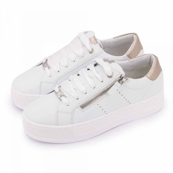 Baskets basses blanches TOM TAILOR Femme Lacets Synthetique Blanc Cdiscount Chaussures