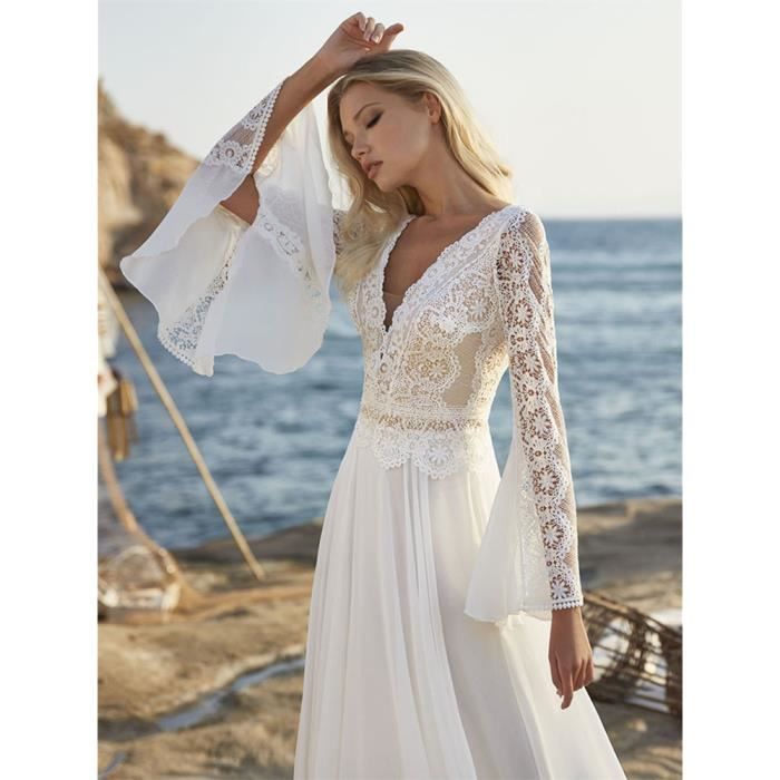 Robes de mari e en mousseline de soie boh me pour femmes robe