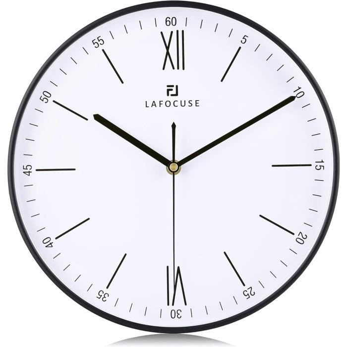 Horloge Murale Silencieuse LATENO 20 Cm Noire - Sans Tic-tac, à Poser Ou à Accrocher - Design Moderne Pour Salon