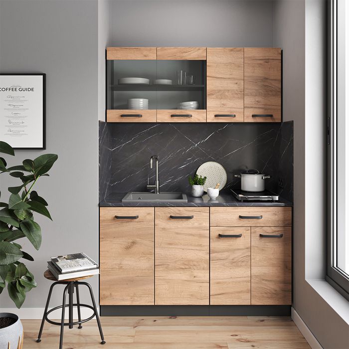 Vicco Cuisine R-Line, Rouge/Anthracite, 300cm , PT Chêne | Leroy Merlin