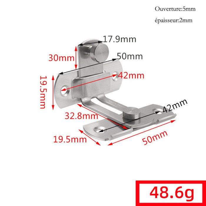 Serrure coulissante LSKZ Locinox 50 mm anti-écartement en inox