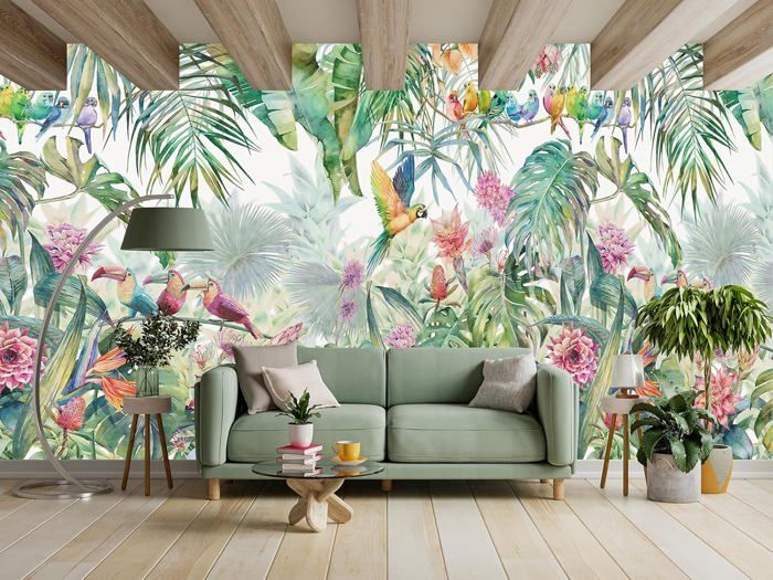 Papier Peint Panoramique Jungle,Soie 350×256cm 3D Poster Geant Mural ...