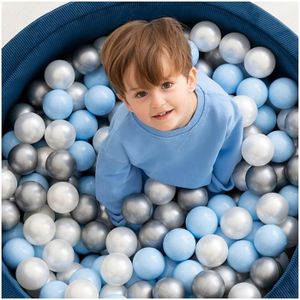 GoldenGroup Piscine à Balles Carrée En Velours 150x150 Cm – Jeu Sensoriel Montessori, Sans Balles (Bleu)