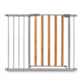 Barrière de sécurité Woodlock 2 + extension 21cm - Bois et gris - HAUCK - Bébé - Réglable - Portillon-0