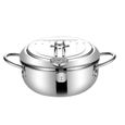 Friteuse Pot Couvercle Pot Cuisineuse à puce en acier inoxydable avec thermomètre pour la cuisine 24cm-0