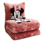FOCLATUNER Minnie Couverture et Oreiller de Voyage 2 en 1, Couverture et Coussin de Voyage Multifonctional Doux et Chaud Couverture,105*145cm
