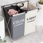 BEYAWL 90L Panier à Linge Pliable, 2 Compartiments Trieur de Vêtements, Imperméable et Durable, Pour La Salle de Bain et La Chambre