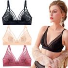 MALKRIS Lot de 3 Soutien-Gorges Dentelle sans Armature Bralette Triangle Col V Profond Bretelle Confortable et Lingerie Sexy Femme