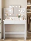 Coiffeuse Moderne - WOLTU Table de Maquillage - LED à Luminosité Réglable - Blanc W0ETT0040