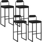 WOLTU 4x Tabourets de Bar en Velours et Métal, Chaise Haute Bar, Design Moderne, Hauteur du Siège 75cm, Noir BH343sz-4