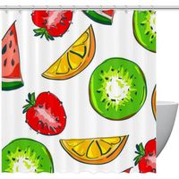 Rideau Douche Fruit Exotique, Anti Moisissure Imperméable Polyester Tissu Rideau de Bain, 8 Crochets, 3D Rideau Douche 120x200 cm