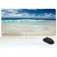 Grand tapis de souris de jeu tapis de bureau complet-plage exotique avec ciel vif paysage d'île d'océan, base en caoutch<03541>