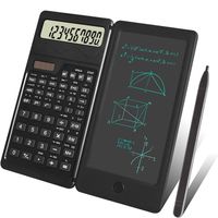 JANZDIYS Calculatrices de Bureau de Base avec Tablette d'écriture, Portable Pliable Affichage LCD 12 Chiffres Multifonctionnel,Noir