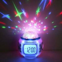 Projecteur Radio Réveil étoile LED LCD Alarm Musique Thermomètre Pr Cateau Noël Ciel étoilé LED reveil pour les enfants