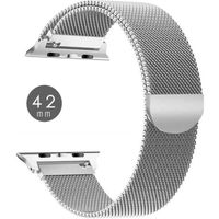 MAGNET® Bracelet pour Apple Watch I En Acier Maillé Inoxydable 42/44 mm | Aimant Puissant | iWatch Series 5/4/3/2 (Argent - Silver)