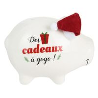 Tirelire céramique 'Cochon Noël' (Des cadeaux à gogo !) - 11x9x7 cm [Q3840]