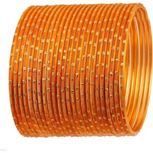 BRACELET - GOURMETTE Bracelets Spéciaux Pour Femme - Lot De 2 - Orange - Métal Plaqué or - 2.75 pouces