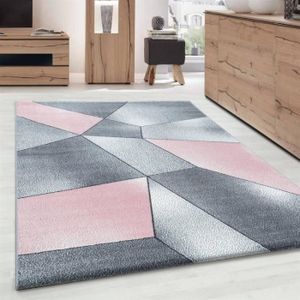 Designer tapis moderne avec des contours Coupe Carreaux Motif marbre simili gris crème