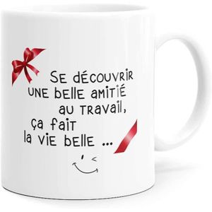 Tasses Mugs Et Soucoupes Vaisselle Et Plats De Service Mug Collegue Tasse Message Idee Cadeau Original Pour Depart En Retraite Mutation Travail Bureau Homme Femme Pour Anniversaire Noel Plaisir Que Notre Amitie