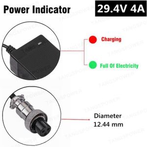 29.4V 2A Chargeur pour 24V e-Bike Batterie SSLC058V29, Con Rca