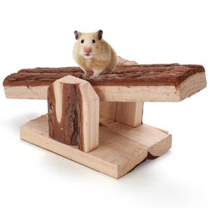 JOUET Qiilu jouet de balançoire pour hamster Animaux en bois naturels mâcher petits animaux souris lapin Rat cochon d'Inde Hamster
