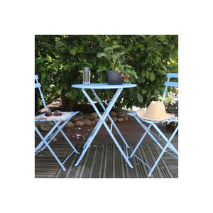 Ensemble table et chaise de jardin Salon de jardin bistrot nuances de bleu