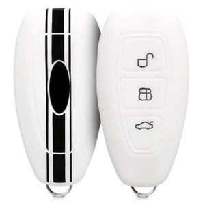 BOITIER - COQUE DE CLÉ Electronique Embarquee - Accessoire Clé Voiture Coque Clef Keyless 3-bouton Silicone Noir-blanc Étui