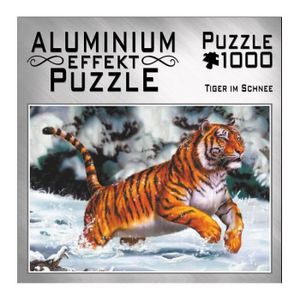 PUZZLE Puzzle 1000 pièces Tigre dans la neige - Effet Alu