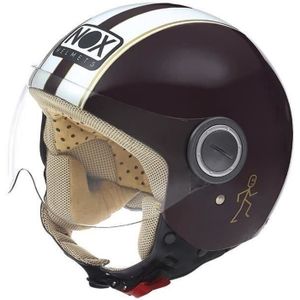 CASQUE MOTO SCOOTER CASQUE JET NOX N210 BORDEAUX BLANC