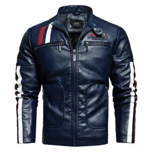 En polyuréthane Pour l/'hiver En cuir Avec broderie Veste de moto vintage pour homme