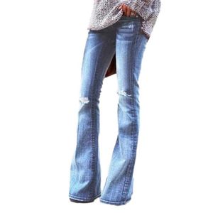 JEANS Femme Jeans Taille Haute Evasé Jeans Stretch Slim Bell-Bottom Jeans Rétro Jambe Bootcut Pants Coupe Ample Jeans Décontracté J-H