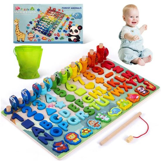 Jeu éducatif En Bois Montessori — Tri De Couleurs & Formes Pour Enfant 1 An Et Plus | Cadeau Bébé Garçon Ou Fille