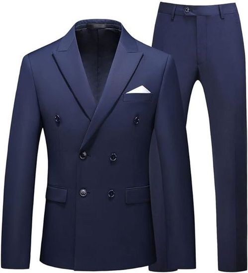 Costume Homme 2 Pièces Slim Fit - Veste Et Pantalon Pour Mariage, Affaires, Cérémonie - Couleur Unie