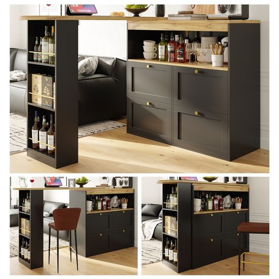 Table de bar extensible 105-138X39X104cm Table debout Table bistro ...