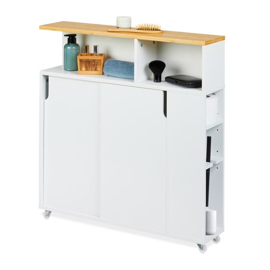 Armoire De Rangement étroite Avec Roulettes - 4 Tiroirs - Dimensions 42x19x74 Cm - Blanc - Pour Salle De Bain, Bureau, Studio