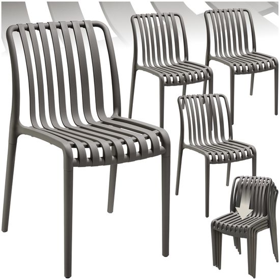 Chaises Jardin Empilables Home Deluxe Madera - 10 Pièces Anthracite/gris