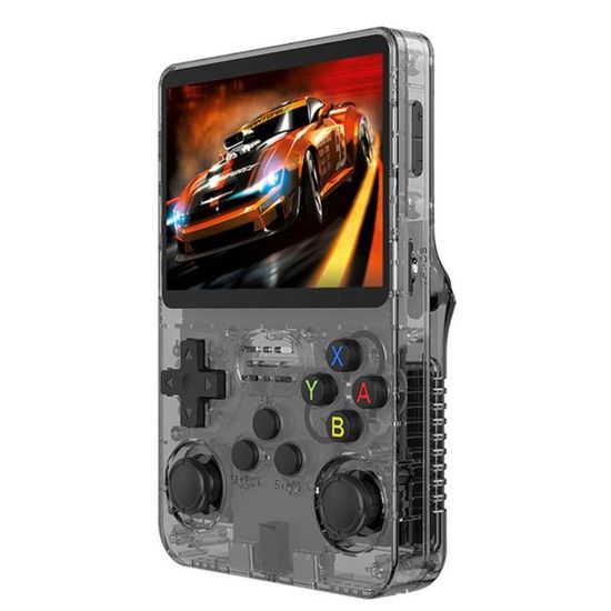 Console Portable R36S Avec 40 000 Jeux Rétro - Écran IPS 3.5 Pouces, 128 Go, Batterie 3500 MAh - Rouge Transparent